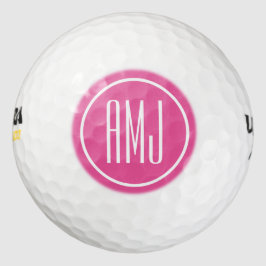 Pelotas De Golf Monograma rosa y blanco personalizar