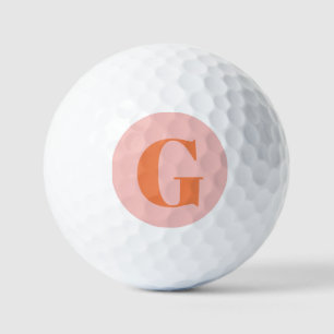 Pelotas De Golf Monograma rosa y naranja simple y negrita personal