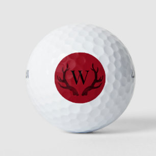Pelotas De Golf Monograma Rústico Antártico Negro Rojo