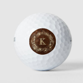 Pelotas De Golf Monograma Rústico Elegante Personalizado