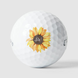 Pelotas De Golf Monograma Rústico Girasol personalizado