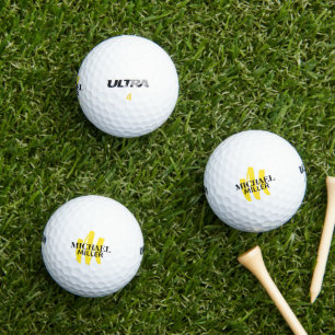 Pelotas De Golf Monograma simple amarillo con su nombre