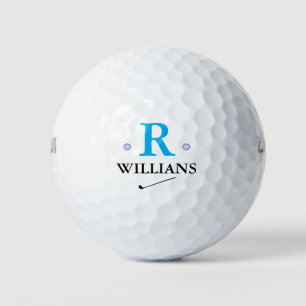 Pelotas De Golf Monograma simple azul Minimalista R personalizado