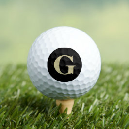 Pelotas De Golf Monograma simple negro y tan