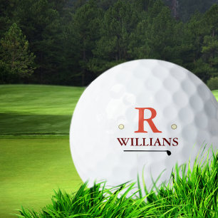 Pelotas De Golf Monograma simple personalizado con nombre