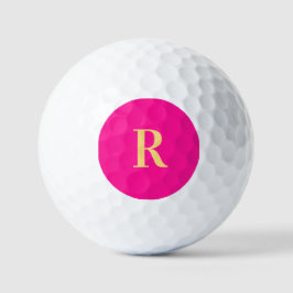 Pelotas De Golf Monograma simple personalizado rosa caliente