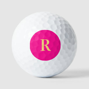 Pelotas De Golf Monograma simple personalizado rosa caliente