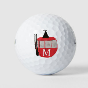 Pelotas De Golf Monograma Ski Rojo Rojo Gondola Lift Personalizado