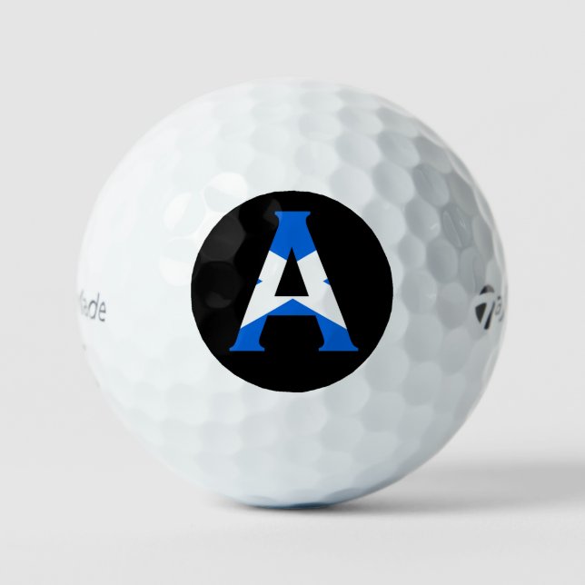 Pelotas De Golf Monograma sobrepuesto sobre la bandera escocesa tm (Anverso)