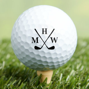 Pelotas De Golf Monograma Triple Inicial Elegante