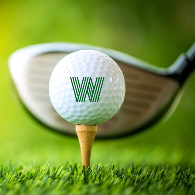 Pelotas De Golf Monograma verde audaz moderno (Modern Bold Green Monogram Golf Balls)