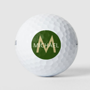 Pelotas De Golf Monograma verde con nombre e inicial en
