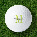 Pelotas De Golf Monograma verde inicial y nombre personalizado<br><div class="desc">Eleva tu juego de golf con nuestras bolas de golf personalizado, personalizadas con un sencillo original de monograma clásico y un overlay de nombre de guión. Elija entre una amplia selección de colores para crear un diseño atemporal que sea verdaderamente único. Estas pelotas de golf son un regalo perfecto para...</div>