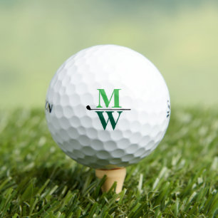Pelotas De Golf Monograma Verde Personalizado de 2 Iniciales