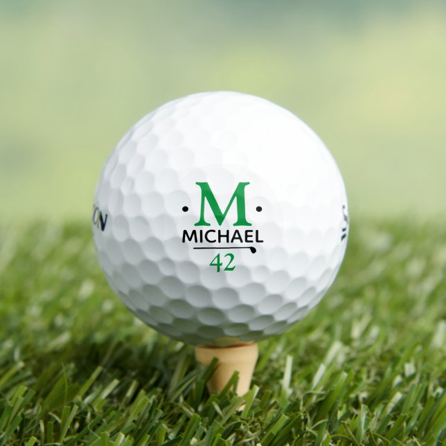 Pelotas De Golf Monograma verde Personalizado de Golfplayer (Camiseta in situ)