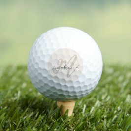 Pelotas De Golf Monograma y nombre del guión del boho en beige neu