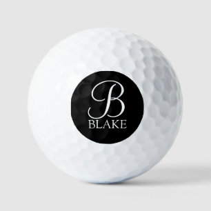 Pelotas De Golf Monograma y nombre del guión personalizado negro