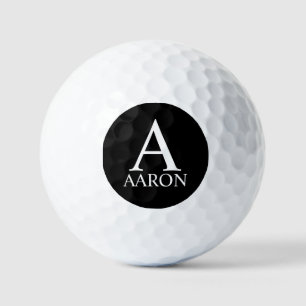 Pelotas De Golf Monograma y nombre personalizados de negro