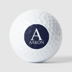 Pelotas De Golf Monograma y nombre personalizados del azul marino