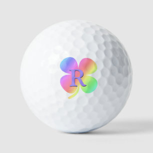 Pelotas De Golf Monogramación de coloridos trapos de cuatro hojas