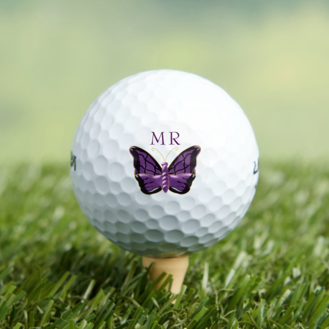 Pelotas De Golf Monogramación de mariposa morada (Camiseta in situ)