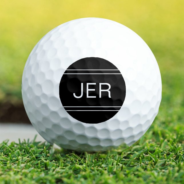 Pelotas De Golf Monogramado Black Template Personalized Golfer (Monogrammed Black Template Personalized Golfer Golf Balls)