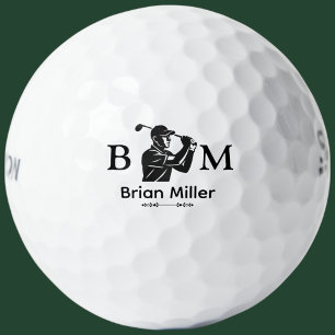 Pelotas De Golf Monogramado Nombre del jugador de golf Negro Logot