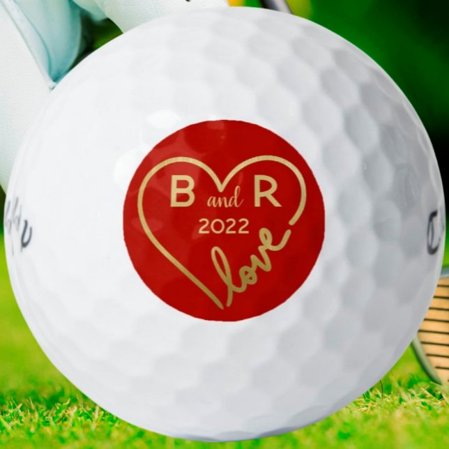 Pelotas De Golf Monogramas de amor cardíaco/Año inicial (Subido por el creador)