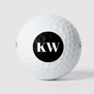 Pelotas De Golf Monogramas Iniciales Modernos en Blanco y Negro Pe