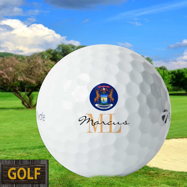 Pelotas De Golf Monogrammed Michigan Flag & Michigan, Estados Unid (Subido por el creador)