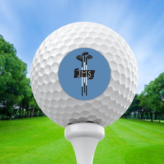 Pelotas De Golf Monogrammed Modern Hand-Drawn Golf Clubs Blue (Subido por el creador)