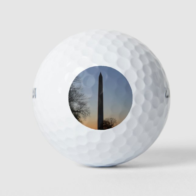 Pelotas De Golf Monumento a Washington al atardecer en DC (Anverso)