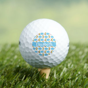 Pelotas De Golf Moon Cloud Stars Faux Gold Purpurina Personalizado