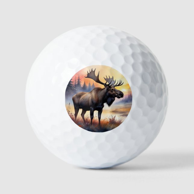Pelotas De Golf Moose acuático al amanecer (Anverso)