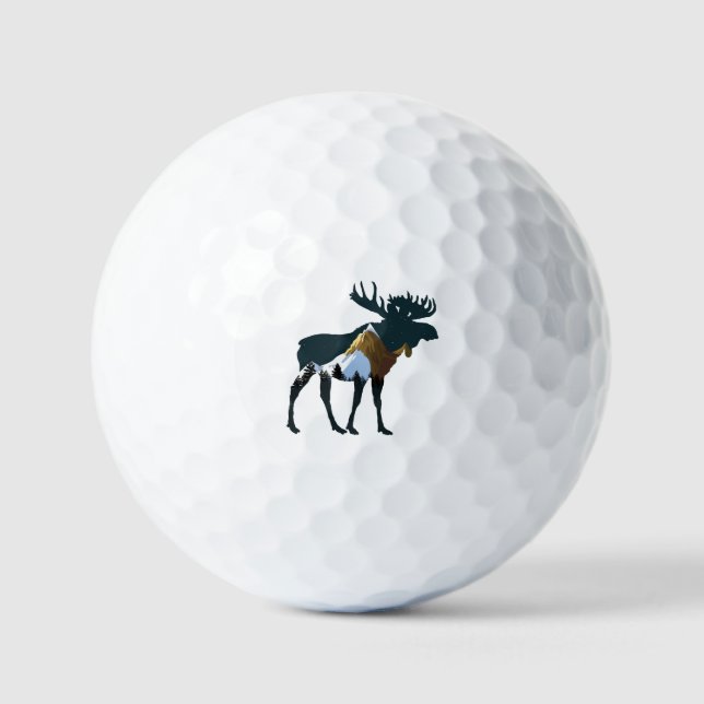 Pelotas De Golf Moose del bosque nocturno (Anverso)