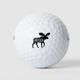 Pelotas De Golf Moose Silhouette Custom Name Wildlife Wild Animal