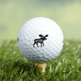 Pelotas De Golf Moose Silhouette Custom Name Wildlife Wild Animal