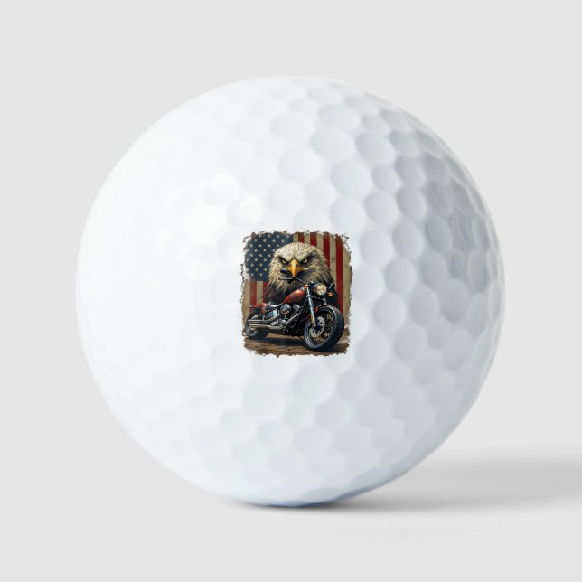 Pelotas De Golf Motocicleta Chopper Retro Biker Bandera EEUU (Anverso)