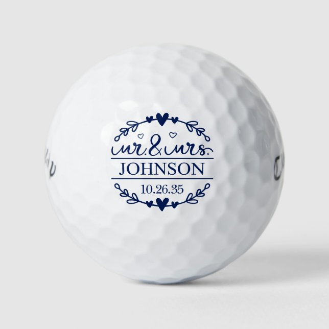Pelotas De Golf Mr & Mrs Wedding Favor (Anverso)
