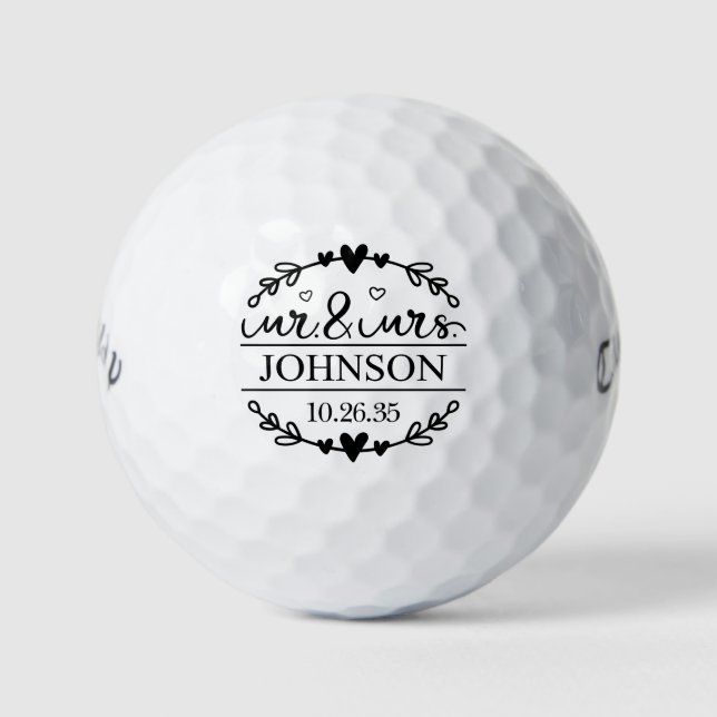 Pelotas De Golf Mr & Mrs Wedding Favor (Anverso)