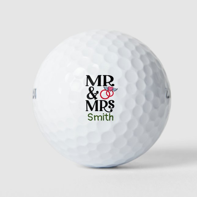 Pelotas De Golf Mr & Mrs Wedding Party Gift Golf Balls (Anverso)
