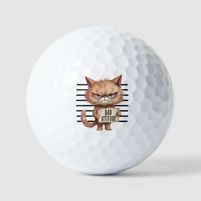 Pelotas De Golf Mugshot con gatos divertidos y cortos (Anverso)