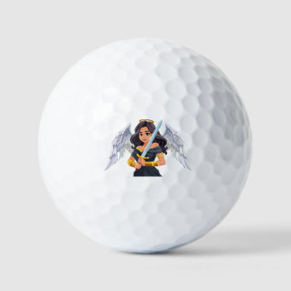 Pelotas De Golf Mujer adorable Ángel con alas abiertas y espada