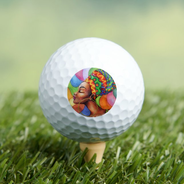 Pelotas De Golf Mujer africana con tejidos tradicionales de cera (Camiseta in situ)