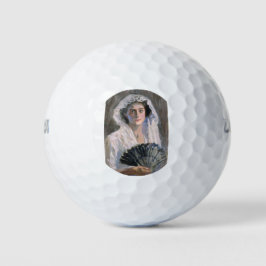 Pelotas De Golf Mujer elegante con ventilador negro (Fujishima Tak