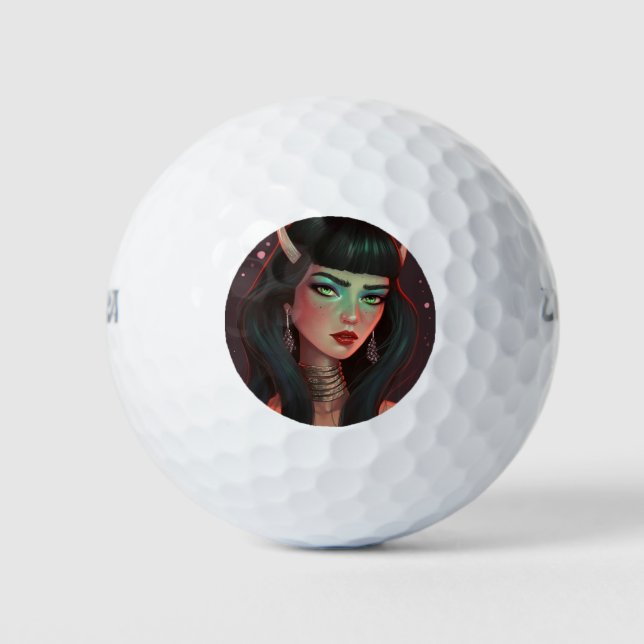 Pelotas De Golf Mujer hermosa con cuernos y labios rojos (Anverso)