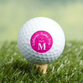 Pelotas De Golf Mujeres Monogramadas del Club de Golf Blanco Pink 