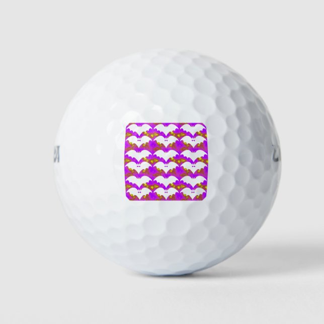 Pelotas De Golf Murciélagos Blancos Y Arcos Amarillo Rosa (Anverso)