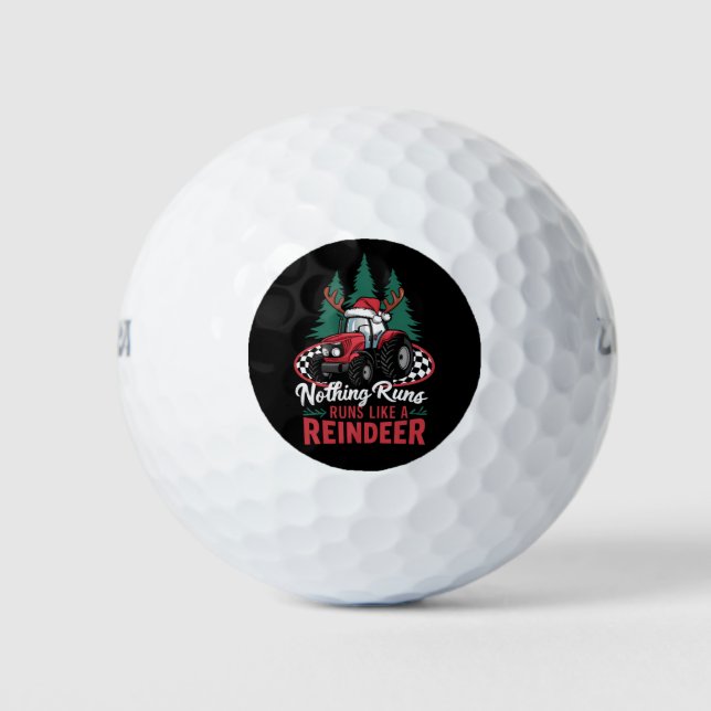 Pelotas De Golf Nada Funciona Como Un Tractor De Navidades De Reno (Anverso)
