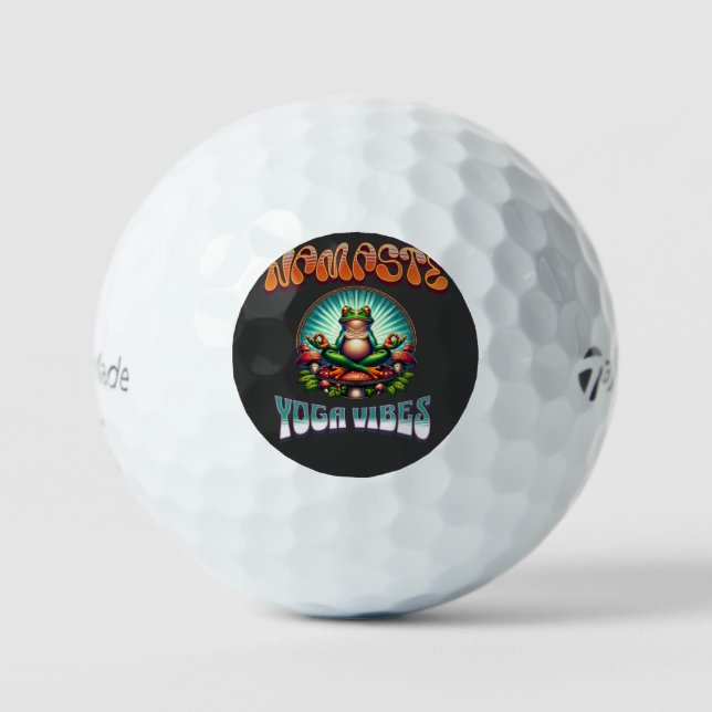 Pelotas De Golf Namaste Yoga Frog Psychedelic Retro Art (Anverso)